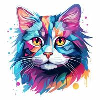 colorato ritratto di un' gatto su un' bianca sfondo. vettore illustrazione ai generato foto