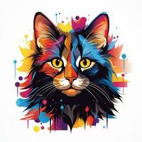 colorato ritratto di un' gatto su un' bianca sfondo. vettore illustrazione ai generato foto