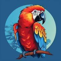 pappagallo con fiori. vettore illustrazione per tatuaggio o t camicia design ai generato foto