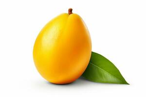 Mango con foglia isolato su un' bianca sfondo. ai generato foto