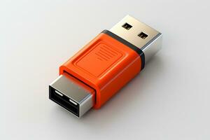 USB veloce guidare isolato su bianca sfondo. superiore Visualizza. piatto posizione. ai generato foto