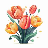 mazzo di rosso tulipani su bianca sfondo. vettore illustrazione. ai generato foto