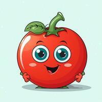 carino cartone animato pomodoro personaggio vettore illustrazione. vegetariano cibo concetto. ai generato foto