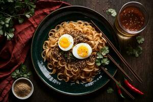 acquolina in bocca e allettante caldo speziato tagliatelle generativo ai foto