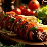 allettante shish kebab di generativo ai foto