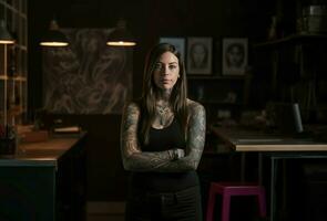 tatuaggio artista donna arte. creare ai foto