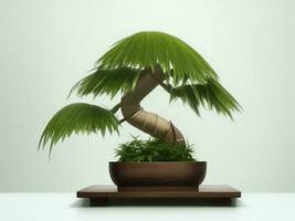 bellissimo costoso Bonsai albero su bianca sfondo ai generato foto