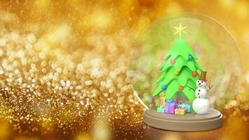 il pupazzo di neve e Natale albero nel bicchiere palla per vacanza concetto 3d interpretazione foto