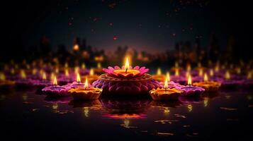 candela leggero e bokeh sfondo celebrare indiano vacanza diwali. ai generativo foto