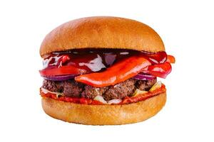 gustoso e appetitoso Hamburger hamburger al formaggio isolato foto
