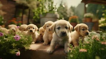 un' bellissimo e lotto di cuccioli con cuore e con i regali foto