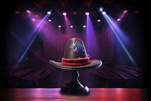 foto composito di un' Magia cappello su un' palcoscenico