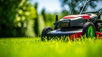 prato falciatura nel il cortile generativo ai foto