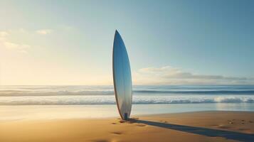 tavola su il spiaggia tramonto cielo generativo ai foto