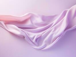 bellissimo seta pastello rosa viola bianca stoffa galleggiante volante nel il aria generativo ai foto