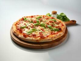 ai generato decisivo italiano Pizza Fast food foto bianca sfondo