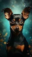 ritratto di un' di razza miniatura pinscher. studio sparo. ai generativo foto