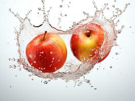 acqua spruzzo con rosso mele foto