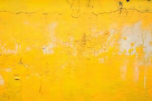 sporco e Esposto alle intemperie giallo calcestruzzo parete sfondo struttura. ai generato foto
