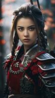 bellissimo samurai donna. generativo ai foto