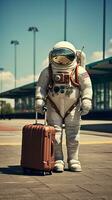 astronauti viaggio con bagaglio. generativo ai foto