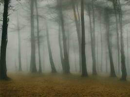 nebbioso foresta atmosfera con un' lunatico stile foto