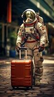 astronauti viaggio con bagaglio. generativo ai foto