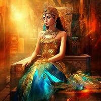 ai generativo bella egiziano Regina nel astratto sfondo foto