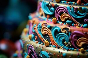 colorato compleanno torta. creare ai foto
