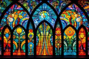 maestoso colorato Chiesa finestra. creare ai foto