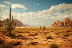 vasto deserto paesaggio vicino montagne. creare ai foto