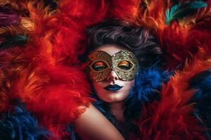 spagnolo donna festivo maschera. creare ai foto