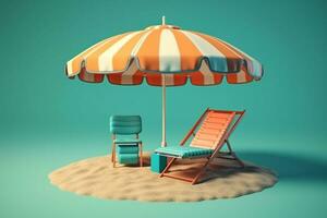estate spiaggia di il spiaggia sedia e ombrello. generativo ai. foto