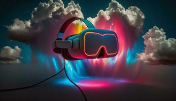 metaverso, futuro gioco e divertimento digitale tecnologia, vr virtuale la realtà occhiali, generativo ai. foto