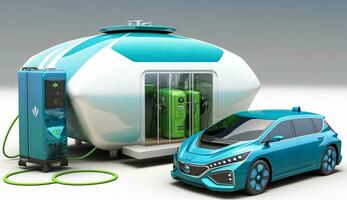 idrogeno energia auto veicoli ,idrogeno stazioni, verde idrogeno e rinnovabile energia concetto. ai generativo. foto
