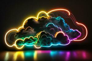 neon luci astratto sfondo con nube. generativo ai. foto