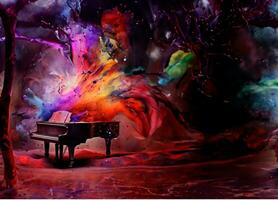 bellissimo fantasia pianoforte isolato su buio sfondo. generativo ai. foto