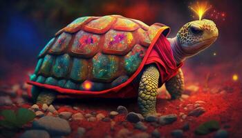 fantasia tartaruga Immagine, luminosa sfondo. ai generativo. foto