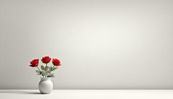 rosso rosa fiore nel bianca vaso illustrazioni. ai generativo. foto