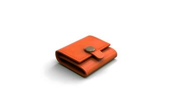 arancia pelle portafoglio con un' pulsante su il superiore. generativo ai foto