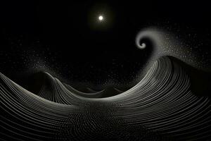 un' nero e bianca Immagine di onde nel il oceano. generativo ai foto