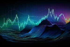 un astratto Immagine di un' montagna gamma con un' grafico linea. generativo ai foto