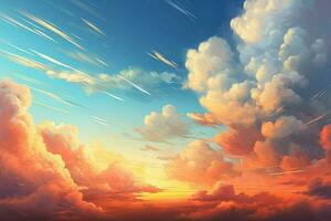 bellissimo nuvole nel il cielo a tramonto. generativo ai foto
