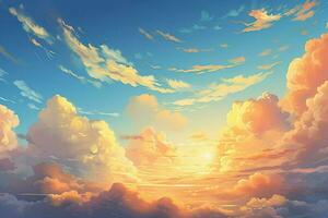 colorato bellissimo nuvole nel il cielo a tramonto. generativo ai foto