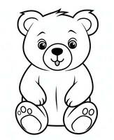 vettore cartone animato bello orsacchiotto orso. animale colorazione pagina. monocromatico nero animale illustrazione. generativo ai foto