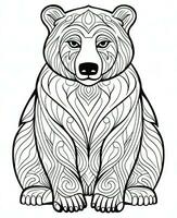 un' orso colorazione pagina con un' fantasia design. generativo ai foto