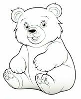 un' colorazione pagina di un' orso seduta. generativo ai foto