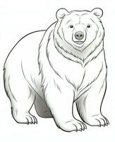 un' orso colorazione pagina con un' bianca sfondo. generativo ai foto