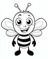 un' cartone animato ape con un' Sorridi su suo viso. generativo ai foto