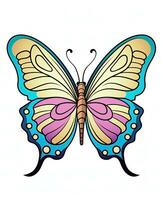 un' colorato farfalla con blu e rosa Ali. generativo ai foto